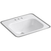 Kohler Tahoe 16" Cast Iron Drop In Bathroom Sink with 3 Holes Drilled and Overflow White