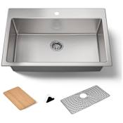 Kohler Bentham 33" Undermount Single Basin Stainless Steel Kitchen Sink with Basin Mat and Cutting Board Stainless Steel