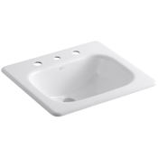 Kohler Tahoe 21" Cast Iron Drop In Bathroom Sink with 3 Holes Drilled and Overflow White
