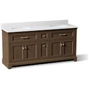 Kohler Charlemont 72" Free Standing Vanity Set with Cabinet and Quartz Vanity Top Draper Oak