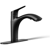 Kohler Rival 1.5 GPM Single Hole Pull-Out Kitchen Faucet with ProMotion and MasterClean Technologies - Includes Escutcheon Matte Black
