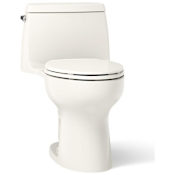 Kohler Santa Rosa One-Piece Compact Elongated 1.28 GPF Toilet with Revolution 360 Swirl Flushing Technology - Quiet Close Seat Included Biscuit