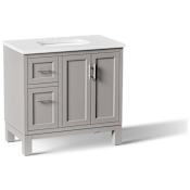 Kohler Quo 36" Free Standing Single Basin Vanity Set with Cabinet and Quartz Vanity Top Mohair Grey
