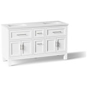 Kohler Quo 60" Free Standing Double Basin Vanity Set with Cabinet and Quartz Vanity Top White