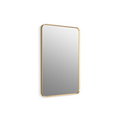 Kohler Essential 24" W x 36" H Transitional Rectangular Metal Framed Bathroom Wall Mirror Moderne Brushed Gold