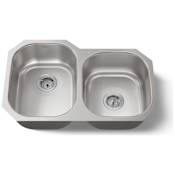 Kohler Undertone 31" Double Basin Under-Mount 18-Gauge Stainless Steel Kitchen Sink with SilentShield Stainless Steel