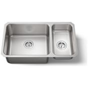 Kohler Undertone 32" Double Basin Under-Mount 18-Gauge Stainless Steel Kitchen Sink with SilentShield Stainless Steel