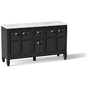 Kohler Hearthhaven 60" Free Standing Double Basin Vanity Set with Cabinet and Quartz Vanity Top Slate Grey
