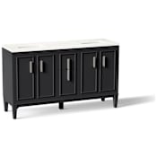 Kohler Southerk 60" Free Standing Double Basin Vanity Set with Cabinet and Quartz Vanity Top Slate Grey