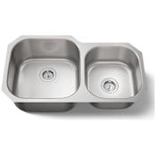 Kohler Undertone 35" Double Basin Under-Mount 18-Gauge Stainless Steel Kitchen Sink with SilentShield Stainless Steel