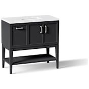 Kohler Winnow 36" Free Standing Single Basin Vanity Set with Cabinet, and Quartz Vanity Top Slate Grey