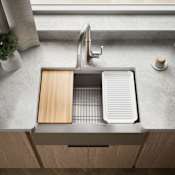 Kohler Strive 29-1/2" Farmhouse Single Basin Stainless Steel Kitchen Sink with Colander, Cutting Board and Drain Board Stainless Steel