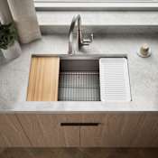 Kohler Strive 32" Undermount Single Basin Stainless Steel Workstation Kitchen Sink with Basin Rack, Colander / Drying Rack, Cutting Board, and Soaking Bin N/A