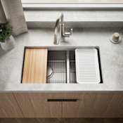 Kohler Strive 32" Undermount Double Basin Stainless Steel Kitchen Sink with Colander, Cutting Board and Drain Board Stainless Steel