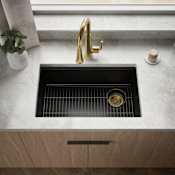 Kohler Billings 29-1/2" Undermount Single Basin Stone Composite Kitchen Sink with Basin Rack Matte Black