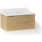 Kohler Maxstow 36" Wall Mounted Single Basin Vanity Set with Cabinet and Quartz Vanity Top Weathered Oak