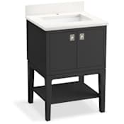 Kohler Seagrove by Studio McGee 24" Free Standing Single Basin Vanity Set with Cabinet and Quartz Vanity Top Ferrous Grey