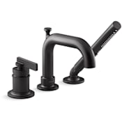 Kohler Castia by Studio McGee Deck Mounted Roman Tub Filler with Built-In Diverter - Includes Hand Shower Matte Black