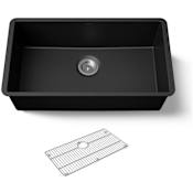 Kohler Billings 32-1/2" Undermount Single Basin Stone Composite Kitchen Sink with Basin Rack Matte Black