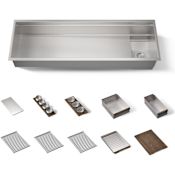 Kohler Synthos 57-3/4" Undermount Single Basin Stainless Steel Kitchen Sink with Basin Rack, Colander, Basket Strainer, and Cutting Board Stainless Steel