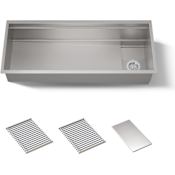 Kohler Synthos 45-3/4" Undermount Single Basin Stainless Steel Kitchen Sink with Basin Rack and Basket Strainer Stainless Steel