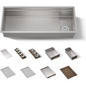 Kohler Synthos 45-3/4" Undermount Single Basin Stainless Steel Kitchen Sink with Basin Rack, Basket Strainer, Colander and Cutting Board Stainless Steel