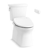 Kohler Corbelle Two-Piece Comfort Height Elongated Toilet with Skirted Trapway - Includes PureWash E700 Elongated Bidet Seat with Remote Control White