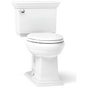 Kohler Memoirs Stately 1.28 GPF Two-Piece Elongated Comfort Height Toilet with AquaPiston Technology - Seat Not Included White