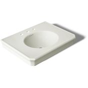 Kohler Claude 30-1/8" Oval Fireclay Console, Vessel Bathroom Sink with 3 Faucet Holes Dune