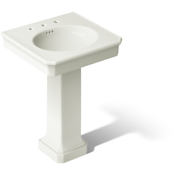 Kohler Claude by Studio McGee 24-1/8" Oval Fireclay Console, Pedestal Bathroom Sink with 3 Faucet Holes at 4" Centers Dune
