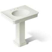 Kohler Claude by Studio McGee 30-1/8" Oval Fireclay Console, Pedestal Bathroom Sink with 3 Faucet Holes at 4" Centers Dune