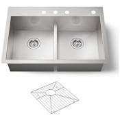 Kohler Vault 33" Double Basin Top-Mount/Under-Mount 18-Gauge Stainless Steel Kitchen Sink with Smart Divide Stainless Steel