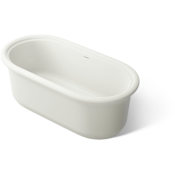 Kohler Claude 66" Free Standing Solid Surface Soaking Tub with Center Drain and Drain Assembly Dune
