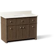 Kohler Claude by Studio McGee 48" Free Standing Single Basin Vanity Set with Cabinet and Quartz Vanity Top Draper Oak