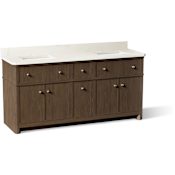 Kohler Claude by Studio McGee 72" Free Standing Double Basin Vanity Set with Cabinet and Quartz Vanity Top Draper Oak