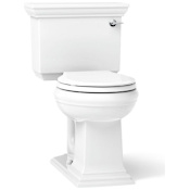 Kohler Memoirs Stately 1.28 GPF Two-Piece Round Comfort Height Toilet with Right Hand Trip Lever and AquaPiston Technology - Seat Not Included White