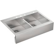 Kohler Vault 35-3/4" Double Basin 18 Gauge Stainless Steel Self-Trimming Sink for Drop In Installations with SilentShield Technology N/A