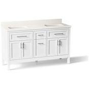 Kohler Hadron 60" Free Standing Double Basin Vanity Set with Cabinet and Quartz Vanity Top White