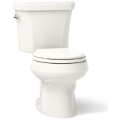Kohler Wellworth Dual Flush Two-Piece Round-Front Toilet with Class Five Flush Technology and Left Hand Trip Lever - Less Seat Biscuit