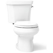 Kohler Wellworth 1.1 / 1.6 GPF Round Two-Piece Toilet with Right Hand Trip Lever and Class Five Flush Technology - Less Seat White