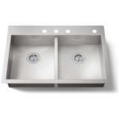 Kohler Vault 33" Double Basin Top-Mount/Under-Mount 18-Gauge Stainless Steel Kitchen Sink with SilentShield Stainless Steel