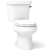 Kohler 1.28 GPF Two-Piece Elongated Toilet with 12" Rough In and Right Hand Trip Lever from the Wellworth Collection White