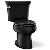 Kohler 1.28 GPF Two-Piece Elongated Toilet with 12" Rough In and Tank Locks from the Wellworth Collection Black