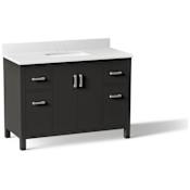Kohler Kresla 48" Free Standing Single Basin Vanity Set with Cabinet and Quartz Vanity Top Black Oak