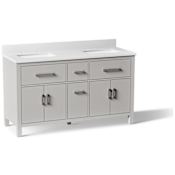 Kohler Kresla 60" Free Standing Double Basin Vanity Set with Cabinet and Quartz Vanity Top Atmos Grey
