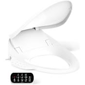 Kohler PureWash E750 Elongated Bidet Seat with Touchscreen Remote Control with Two Programmable User Presets, Continuously Heated Water, Front and Rear Wash Modes, Adjustable Water Temperature and Pressure, Automatically UV Light Self-Cleaning Stainless Steel Wand, Heated Seat, Warm-air Drying System, Carbon Filter, and LED Nightlight Technology White