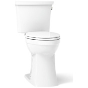 Kohler Kelston 1.28 GPF Two Piece Elongated Comfort Height Toilet with Right Hand Lever, CleanCoat Surface, Revolution 360 Flush, and AquaPiston Canister White
