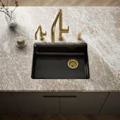 Kohler Riverby 25" Single Basin Enameled Cast Iron Kitchen Sink for Undermount Installations Black Black