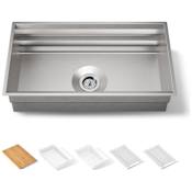 Kohler Prolific 33" Workstation Single Basin Undermount Kitchen Sink with Silent Shield Technology and Accessories Included Stainless Steel