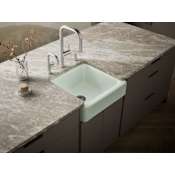Kohler Whitehaven 23-1/2" Self-Trimming Farmhouse Single Basin Enameled Cast Iron Kitchen Sink with Shortened Apron Aspen Green
